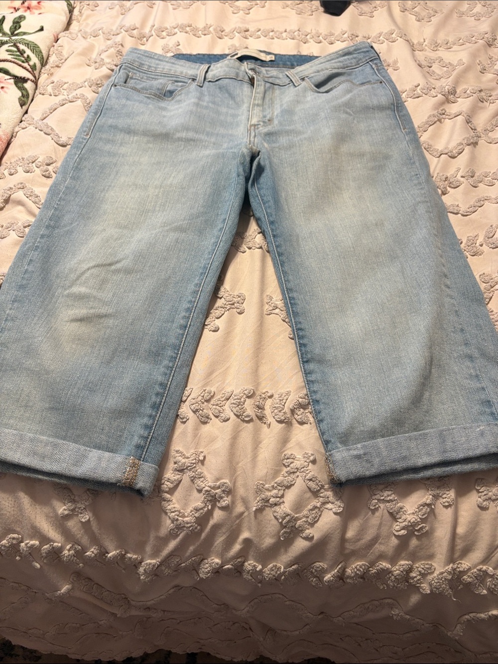 Levi's Light Blue Cropped Denim Shorts